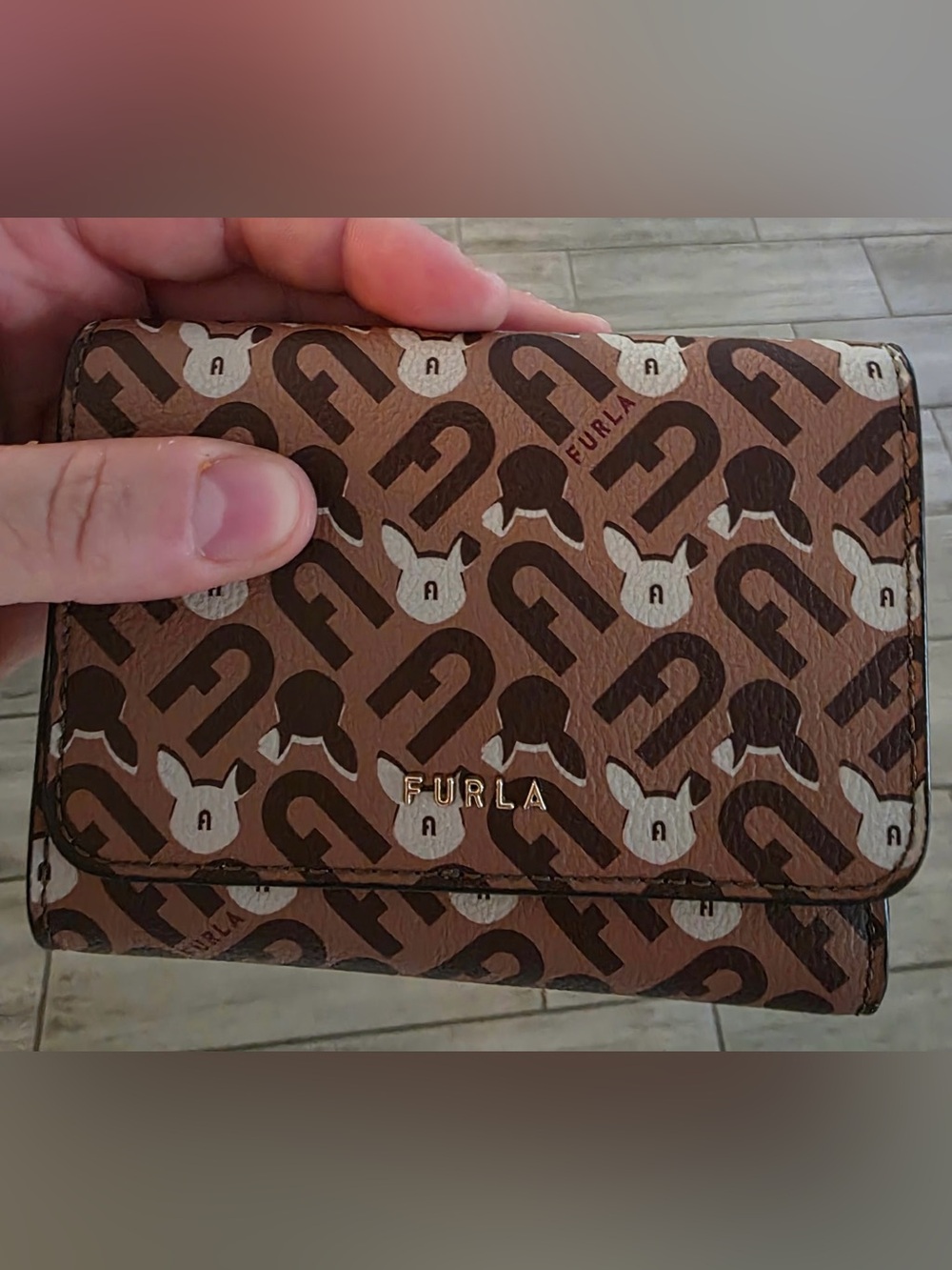 Furla Monogram Trifold Leather Wallet